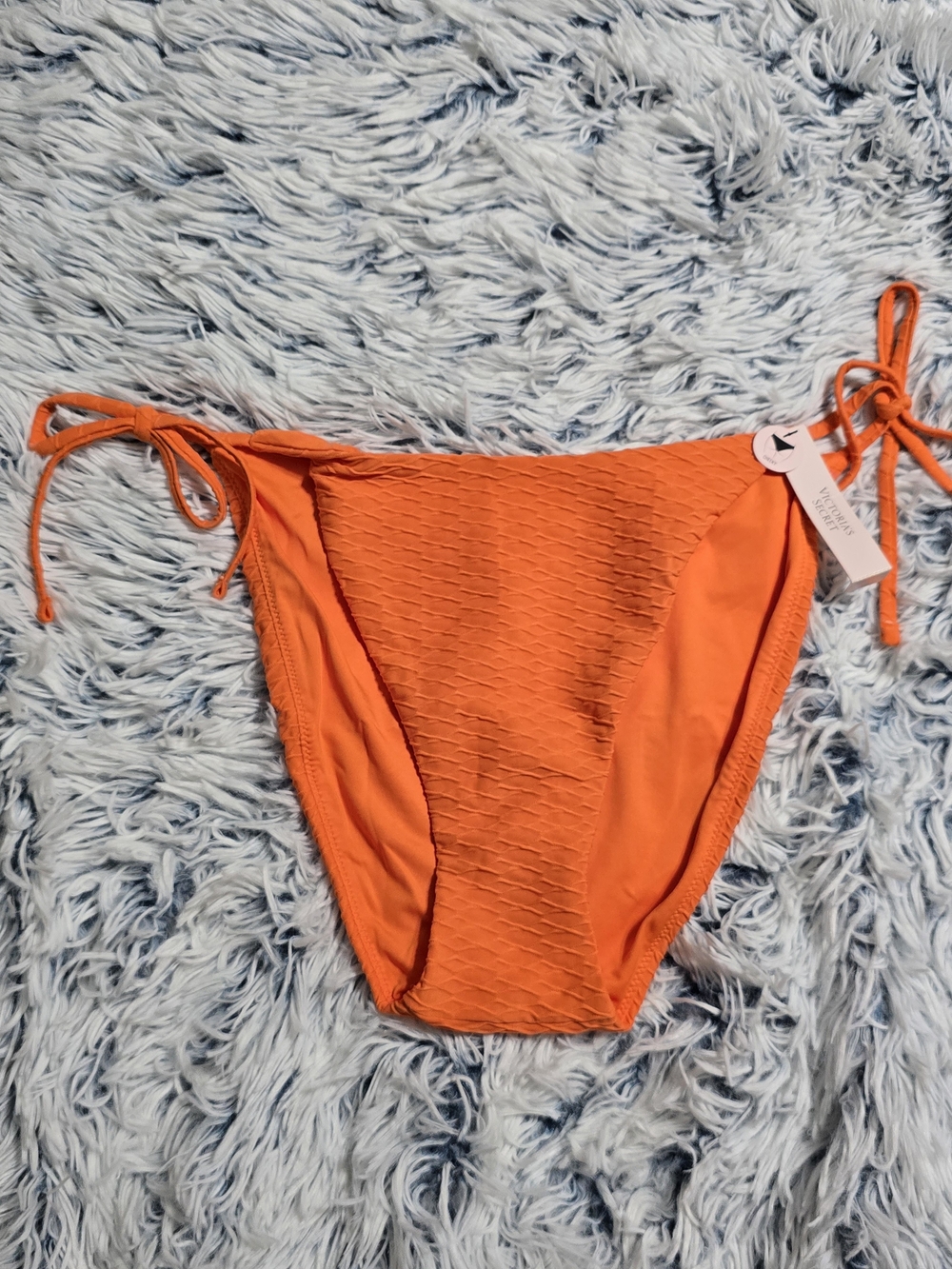 Victoria's Secret Orange Textured Tie-Side Bikini Bottoms